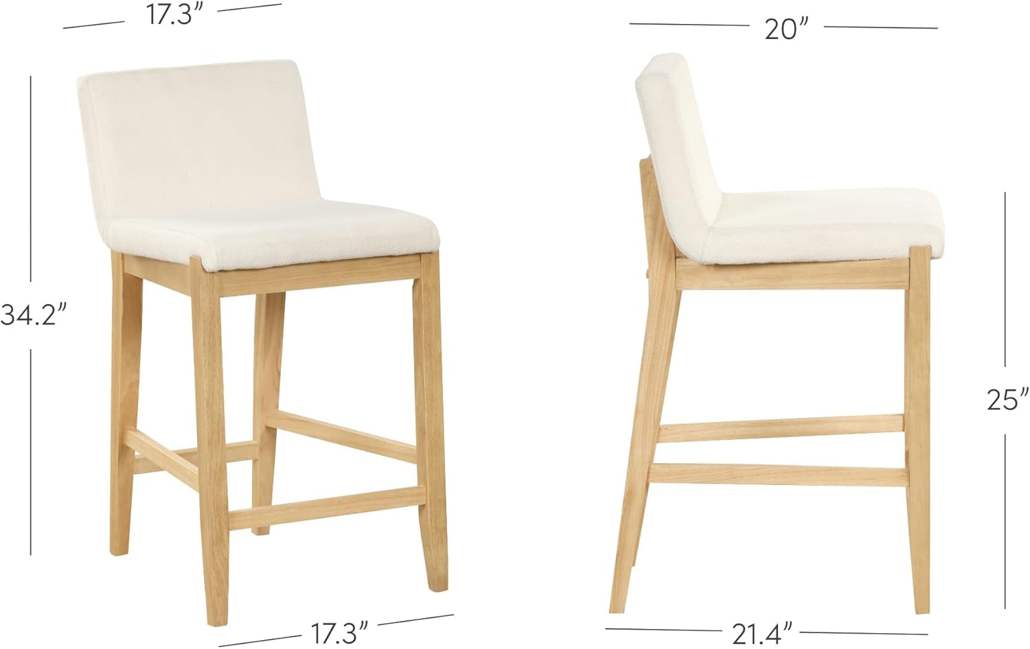 Gracie Modern Counter Height Bar Stool Cream Boucle-1
