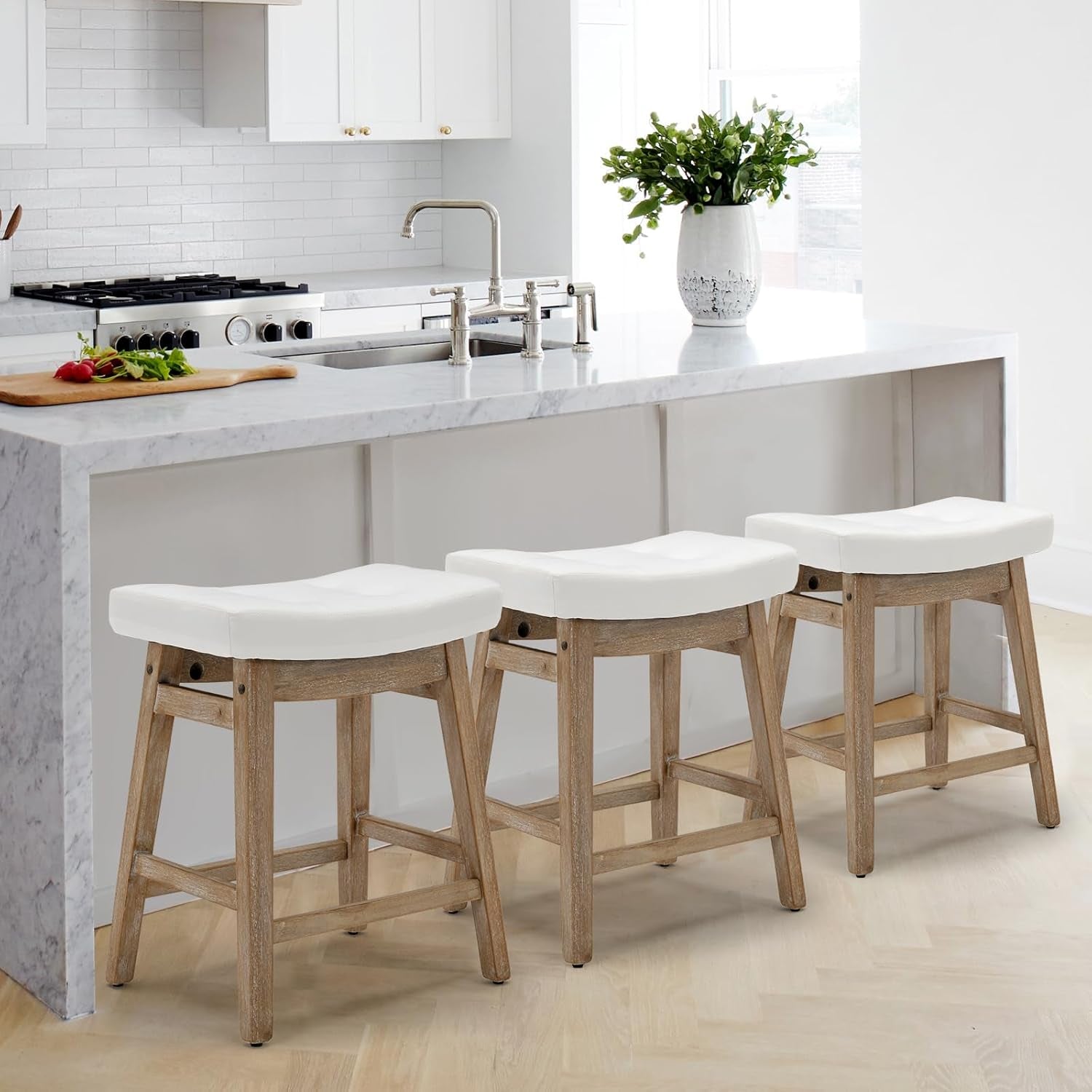 Comfortable Saddle Seat Bar Stools Set of Six-1