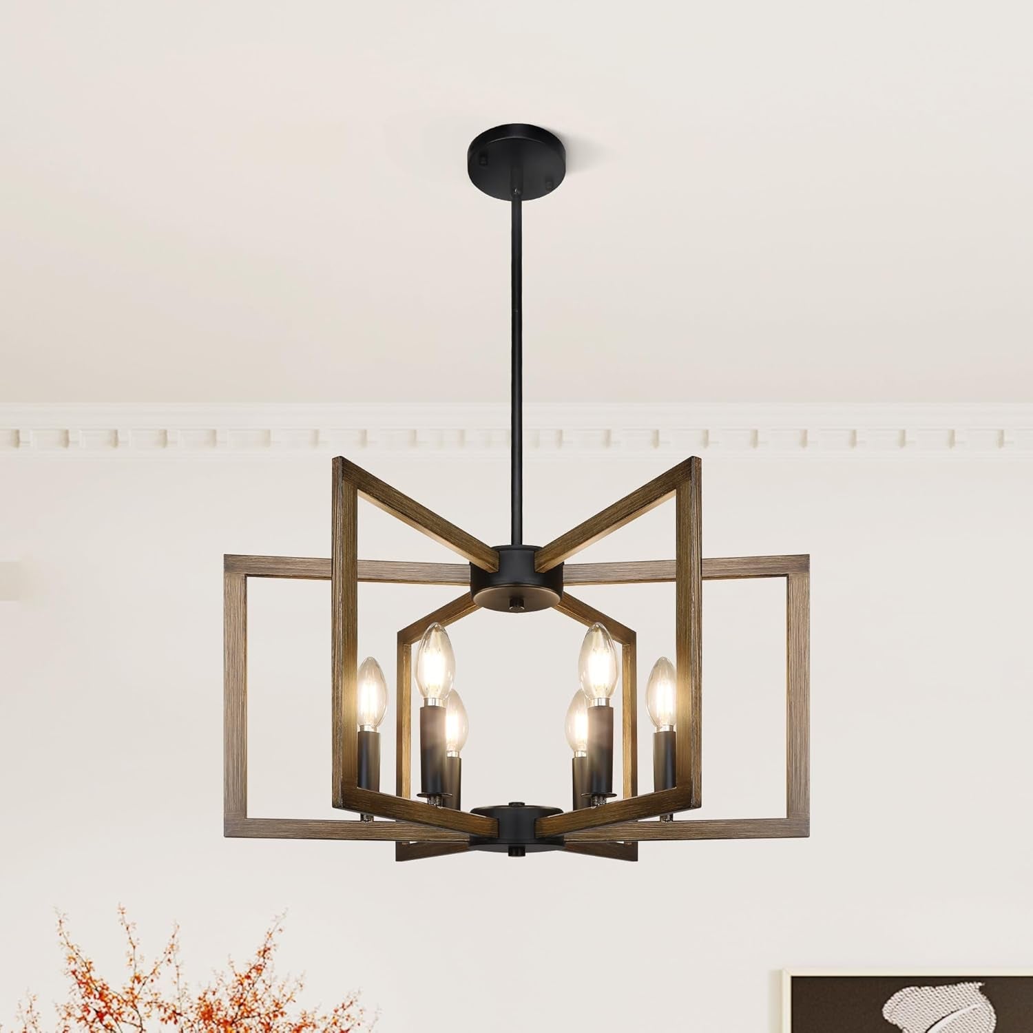 6 Light Black Finish Modern Farmhouse Pendant Lights-1