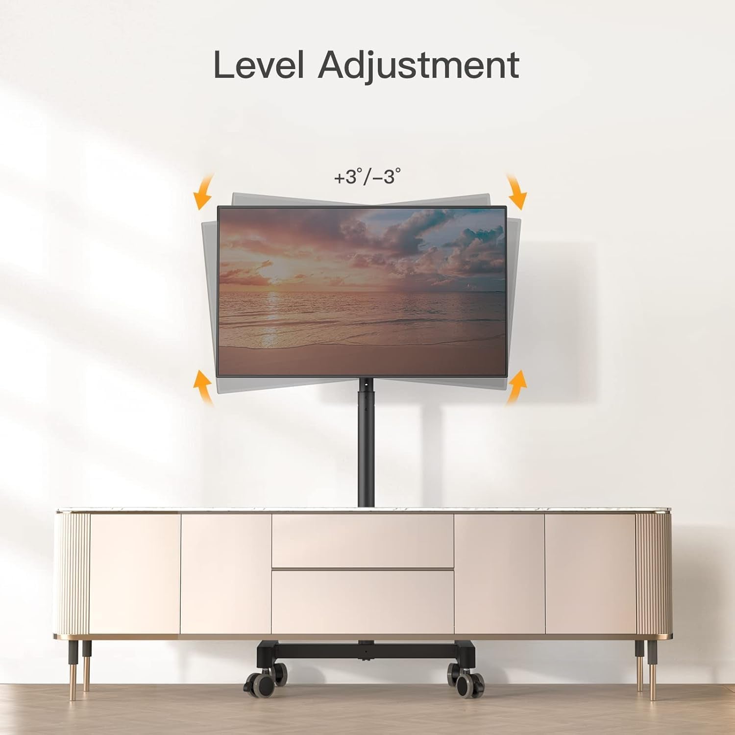 Mobile TV Cart, Rolling TV Stand for 13-50 Inch Tvs with 30° Tilt Universal TV Cart for LED/LCD/OLED TV Height Adjustable Floor TV Stand Holds 44Lbs Portable Monitor Stand Max VESA 200X200Mm-4