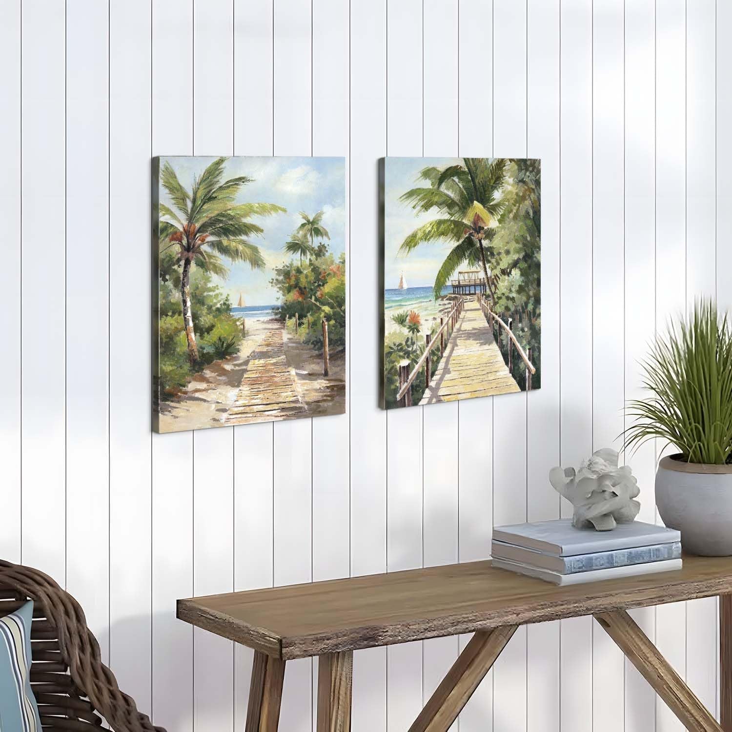 Two Panel Tropical Seascape Canvas Art 11x16 Gallery Quality-2