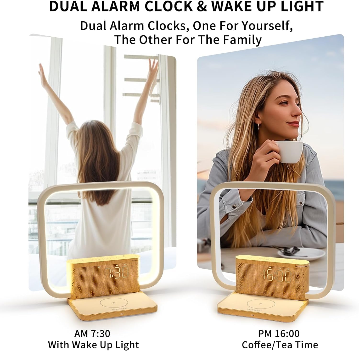 Sunrise Alarm Clock With Wireless Charging Night lamp-2