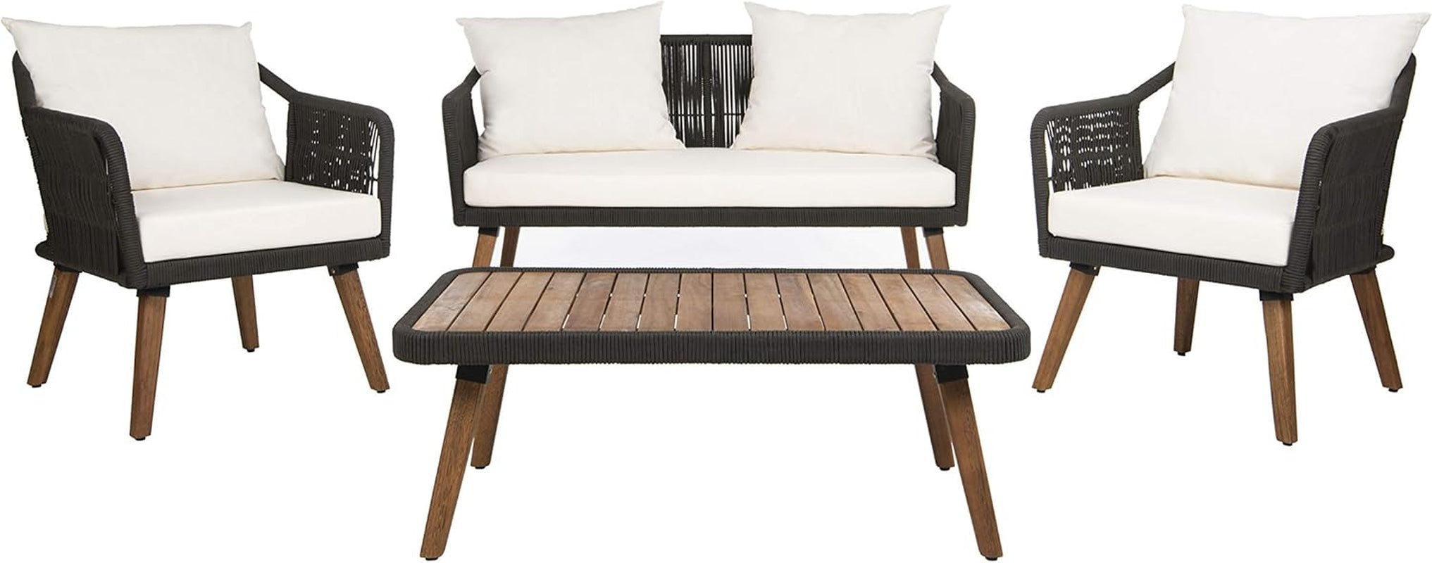 Outdoor Patio 4 Piece Eucalyptus Rope Furniture Set-3