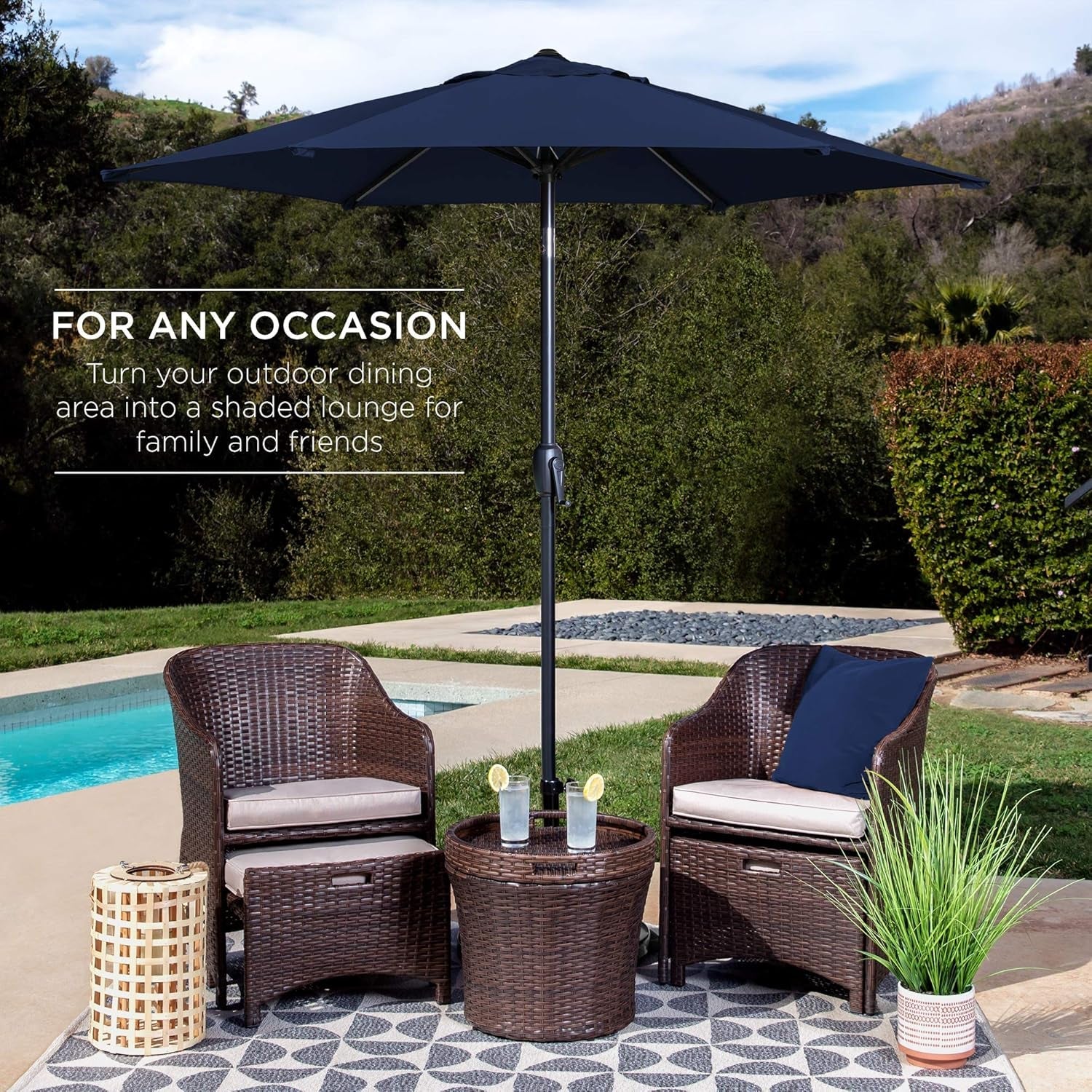 7.5ft Navy Patio Umbrella Tilt Crank Steel Pole Outdoor-2