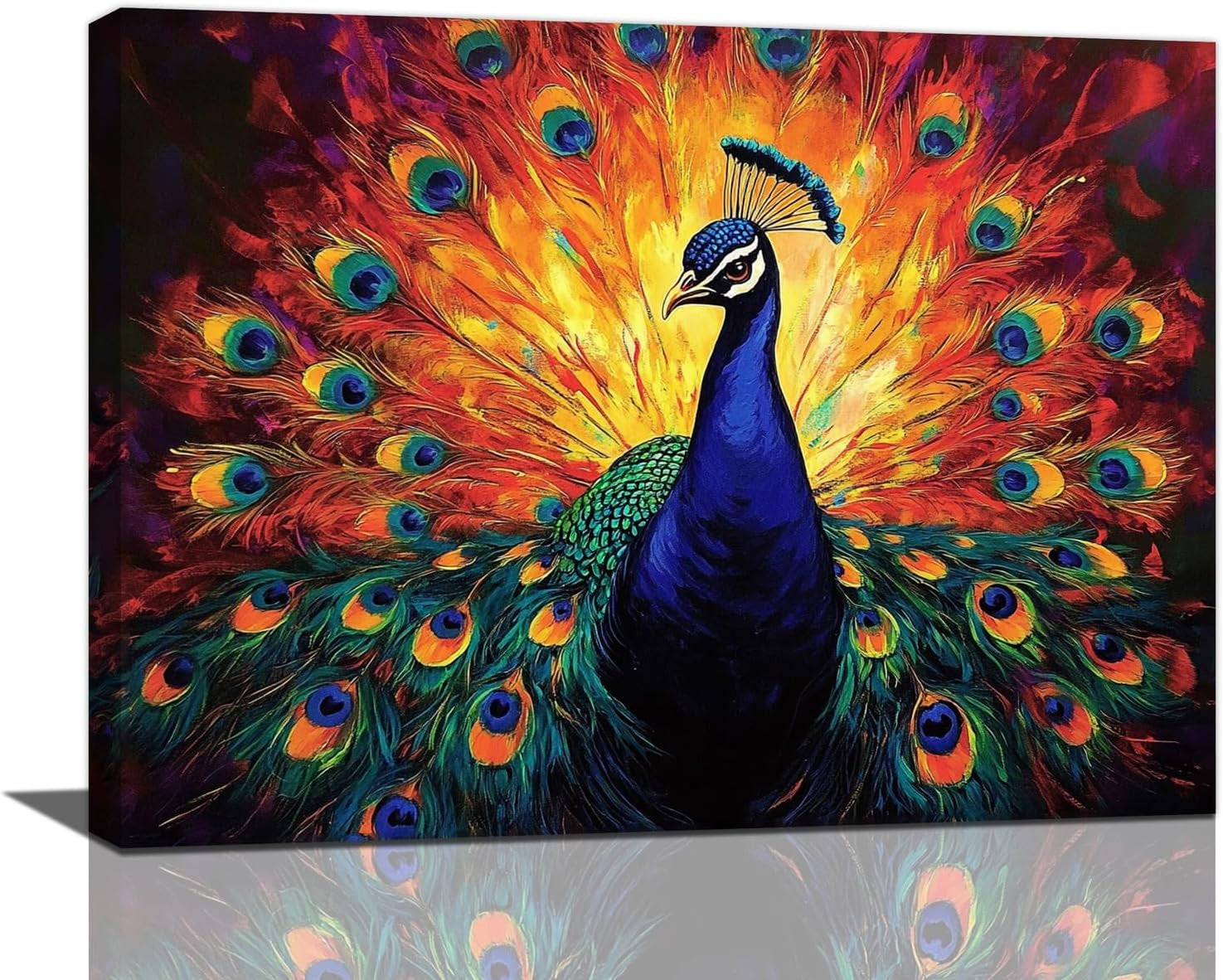 Colorful Peacock Wall Art Canvas Print Sixteen By Twelve Inches-0