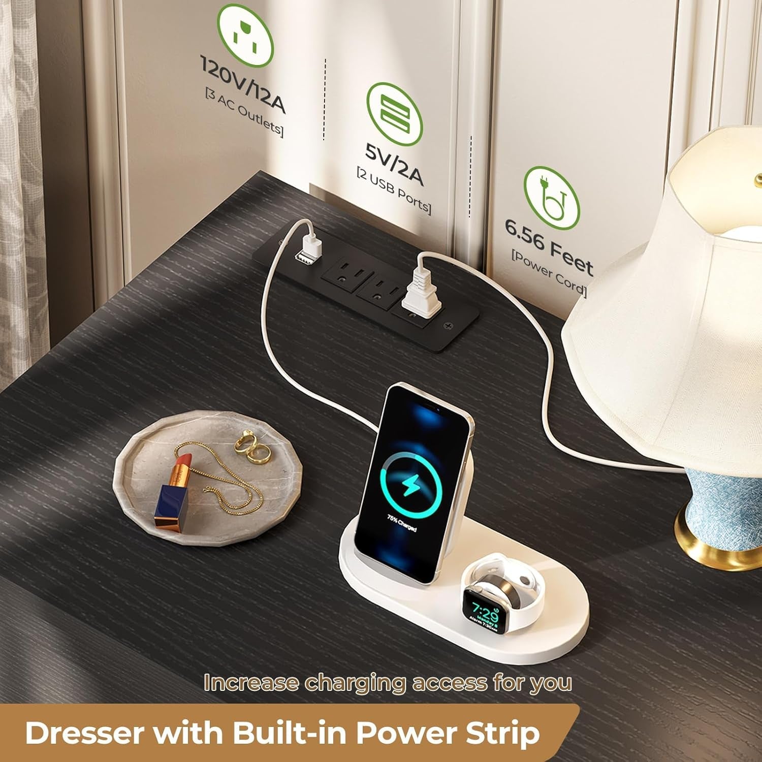 Black Dresser for Bedroom with 9 Drawers, 51.2" Large Drawer Dresser with Charging Station, Wide Farmhouse Dresser Chest of Drawers, Wooden Storage Tower Organizer, Dresser for Bedroom Closet-4