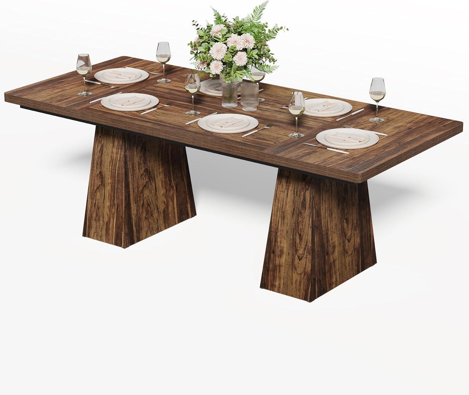 Brown Six Seater Rectangular Dining Table Executive-2