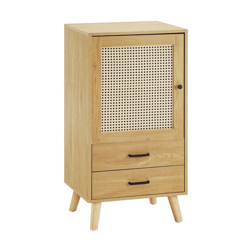 Rattan One Doorway Cabinet With Dual Storage Drawers-0