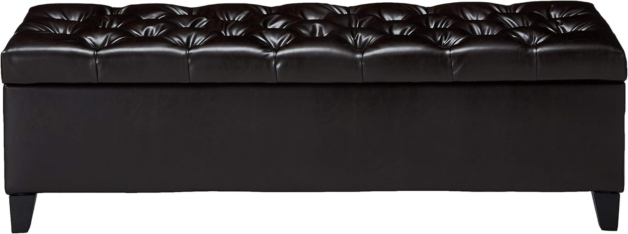 Genuine Leather Storage Ottoman Brown Large Capacity-3