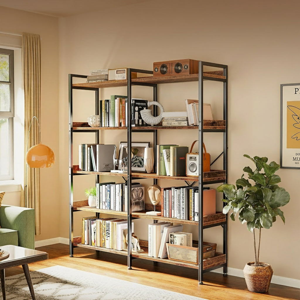 Rustic Brown 5 Tier Bookcase-3