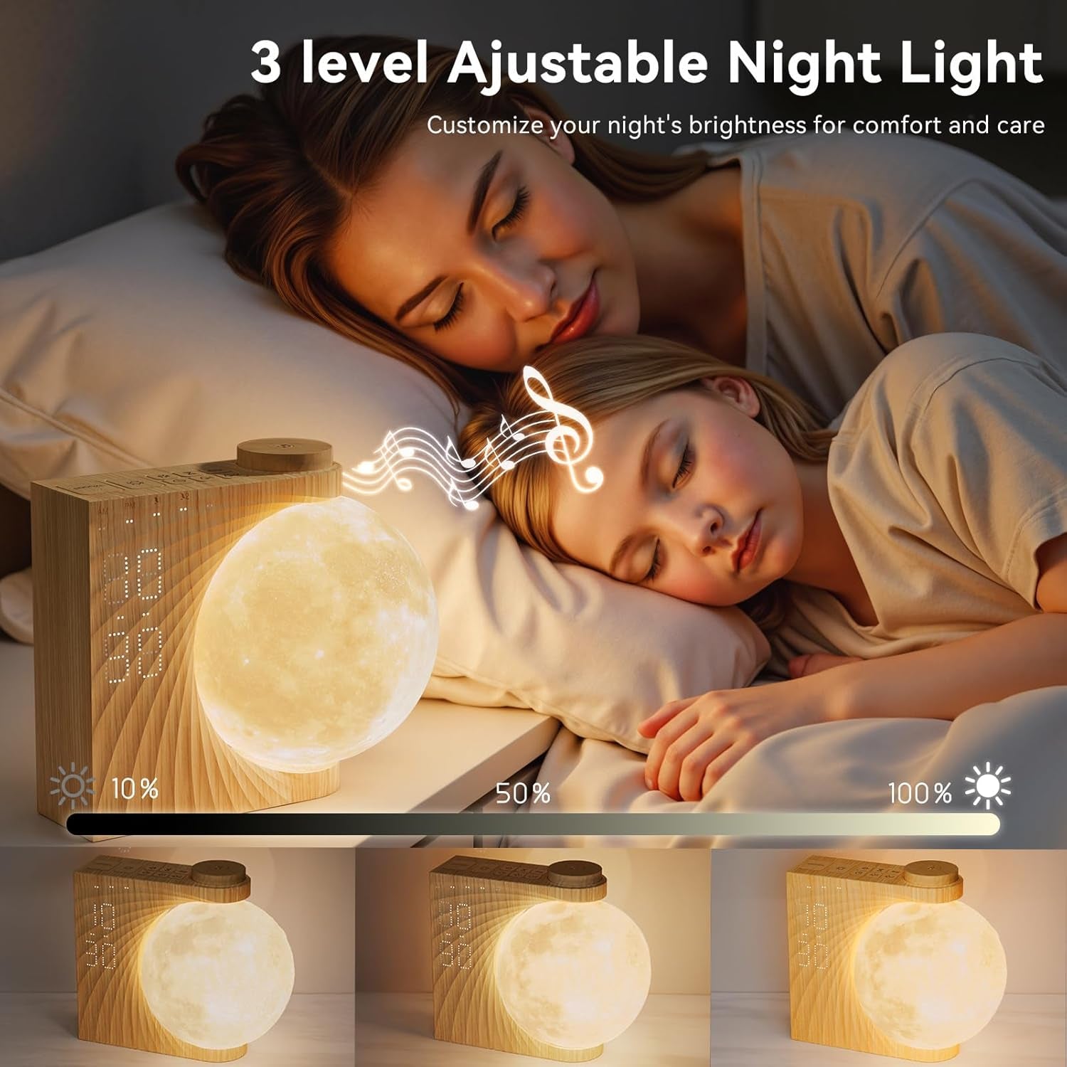 Sunrise Alarm Clock With Moonlight Nightstand Illumination-3