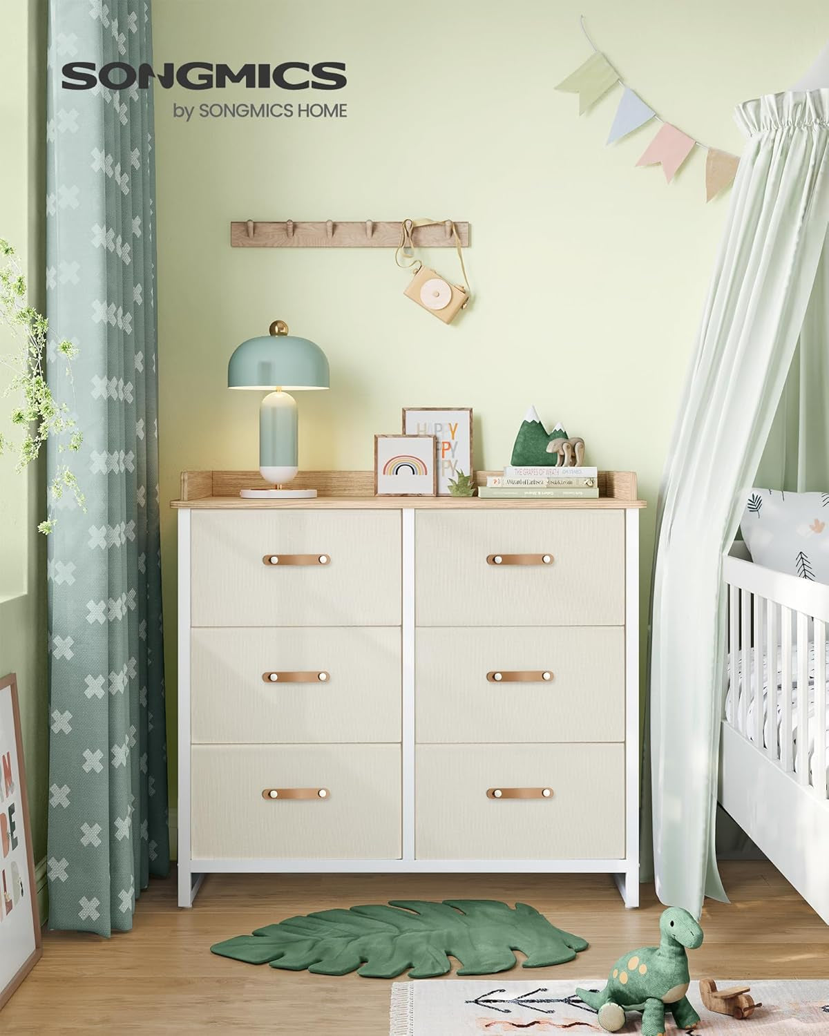 Beige Kids Dresser With 6 Drawers-3