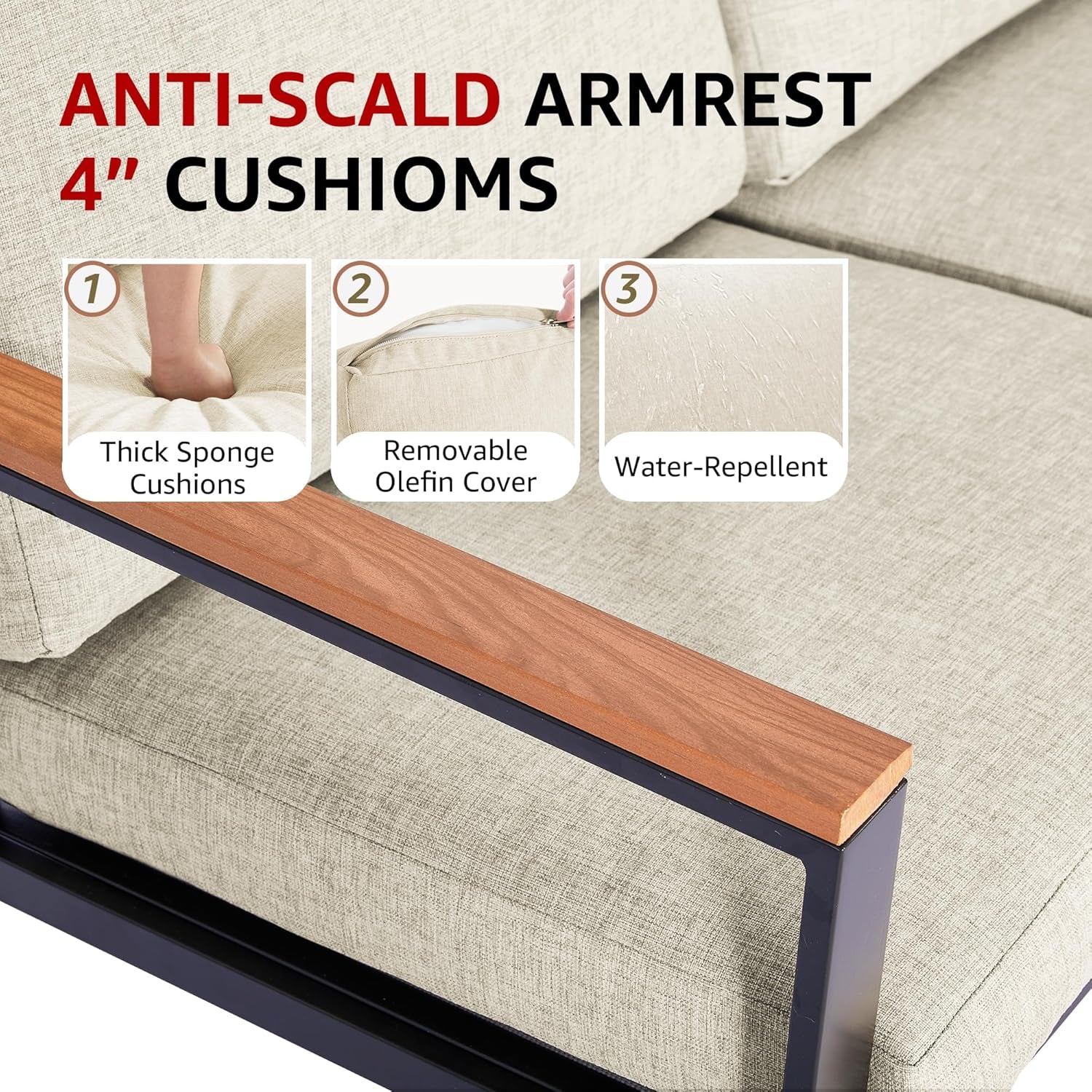 Metal Outdoor Patio Furniture Set 4 Piece With Cushions-2