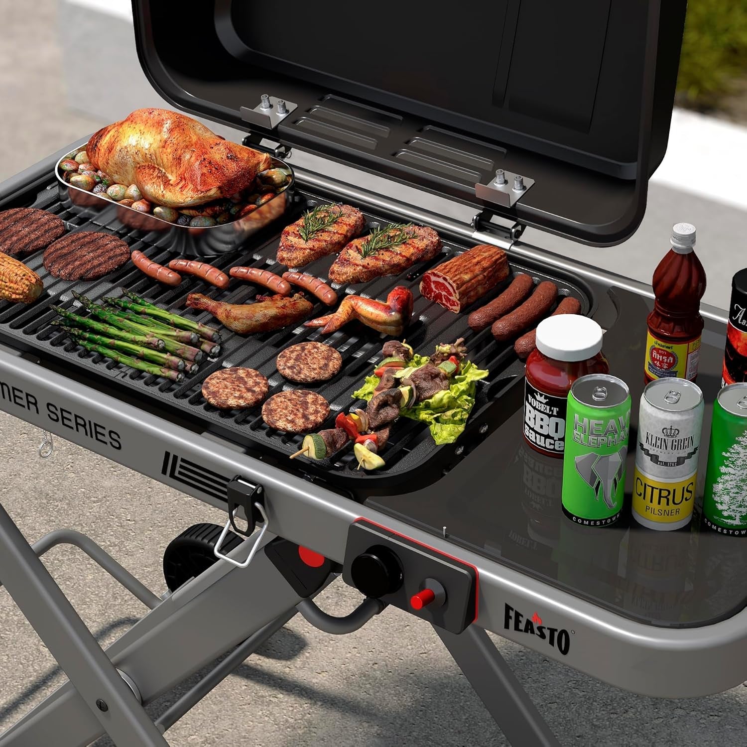 Portable Propane Grill Folding Cart Outdoor 13000 BTU