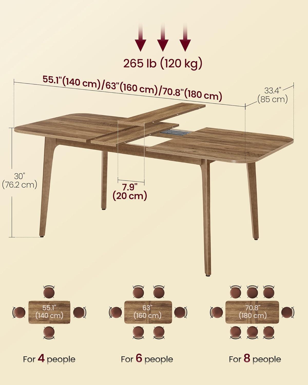 Extendable Dining Table Honey Brown 55.1 To 70.8 Inches-1