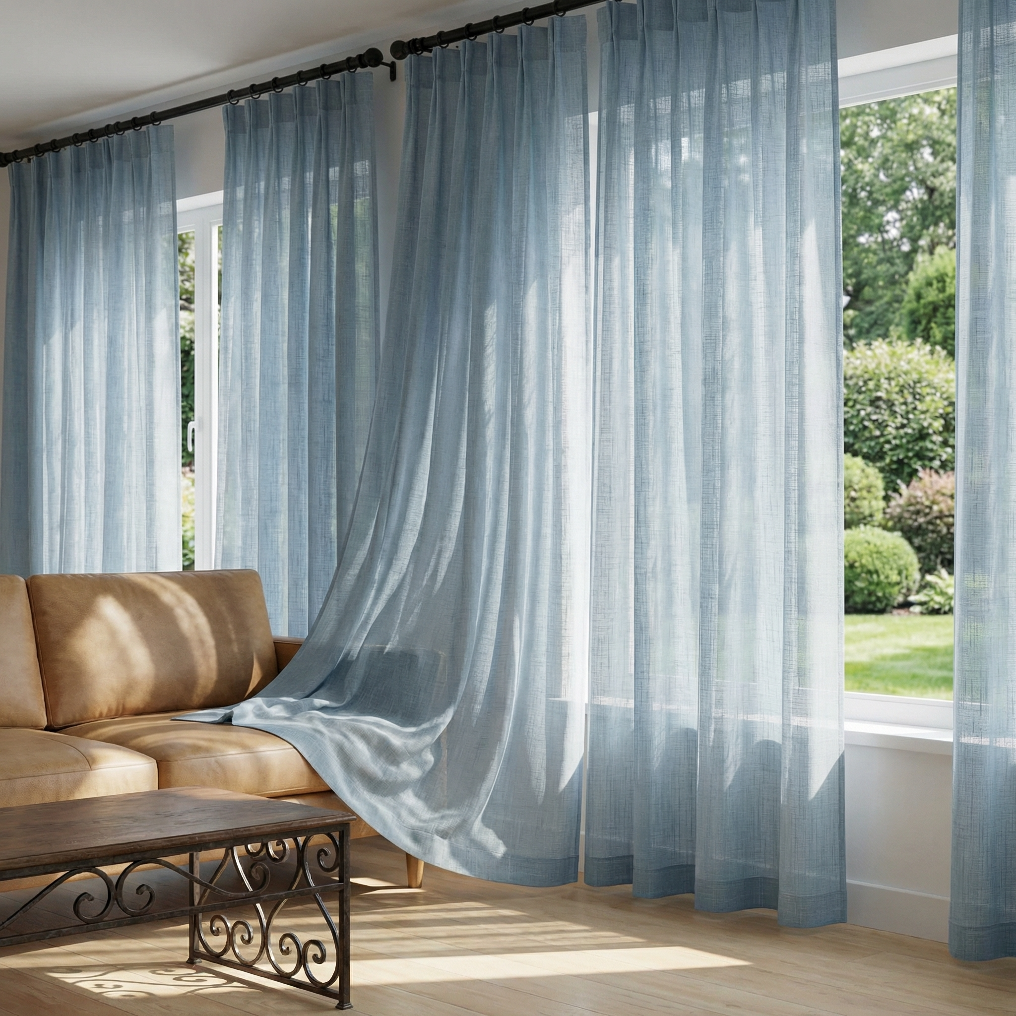 Custom Linen Sheer Solid Curtains