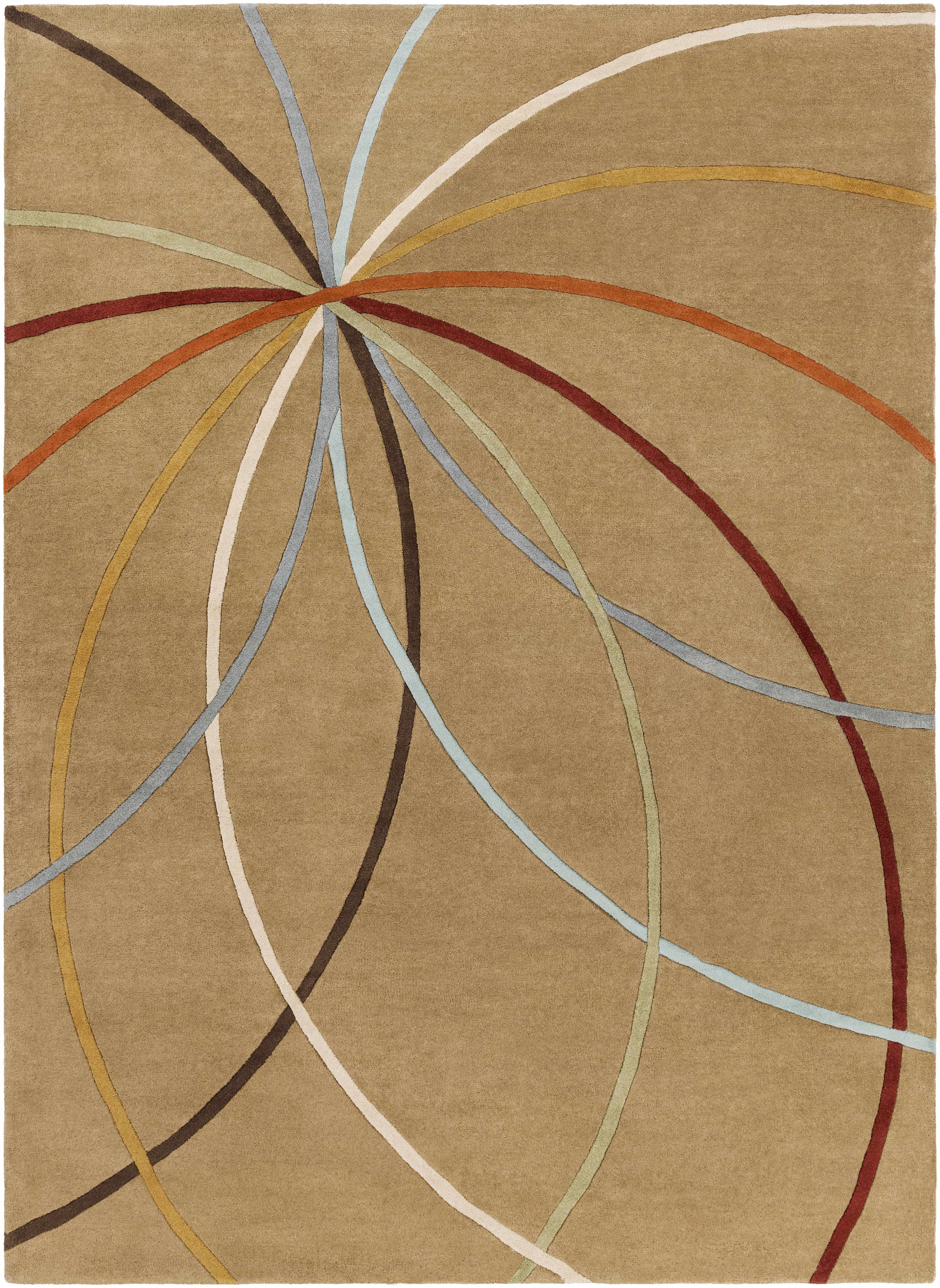 Davison Brown Geometric Modern Wool Rug