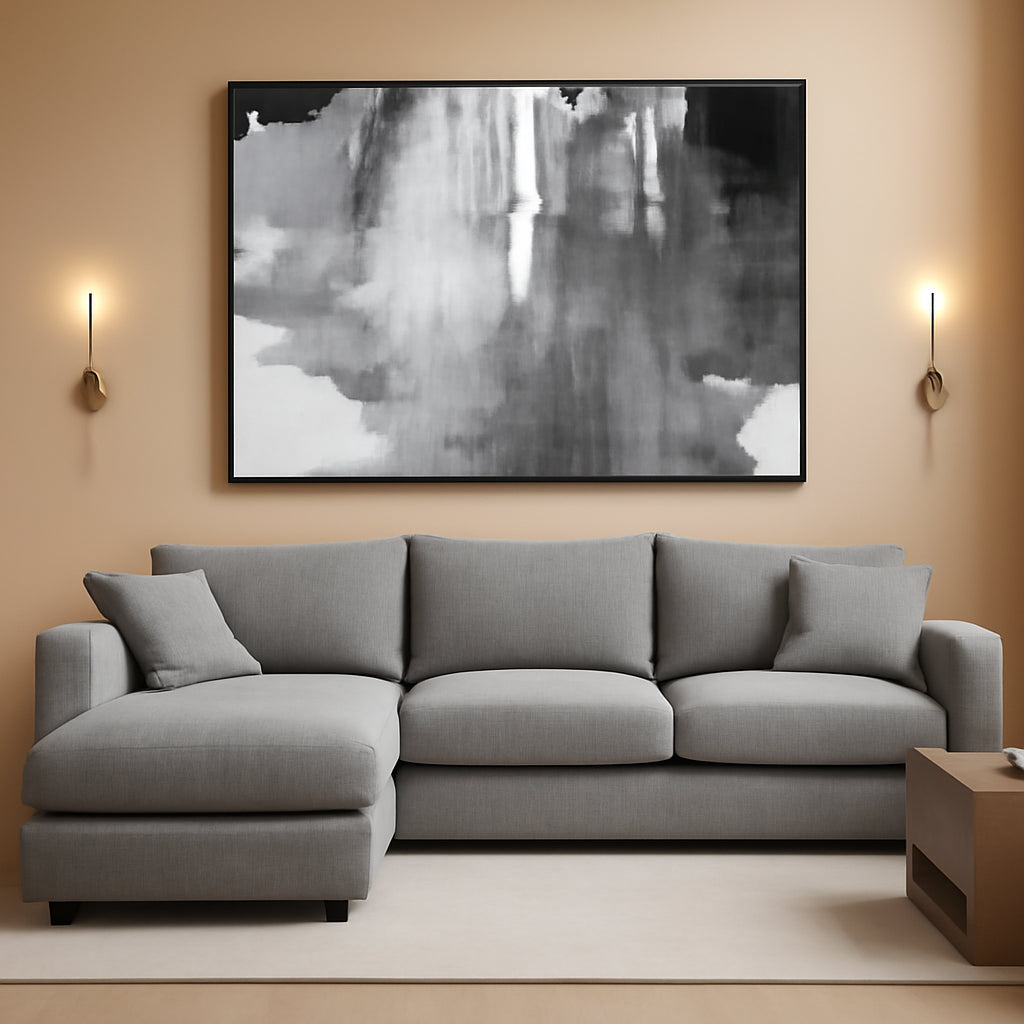 Contemporary Monochrome Abstract Wall Art Canvas 30x60-0