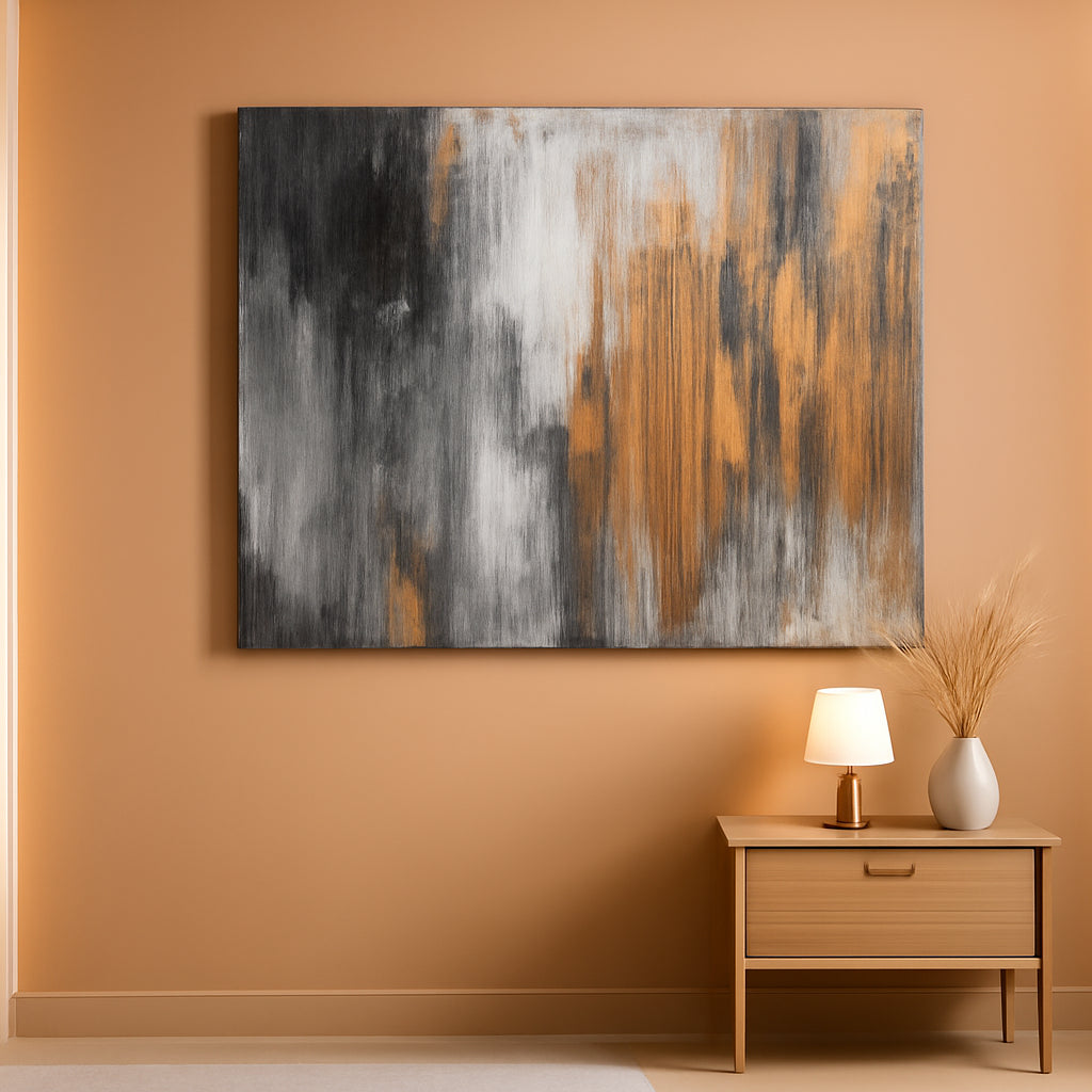 Abstract Textured Canvas Wall Art 30x60 Midnight Onyx-0