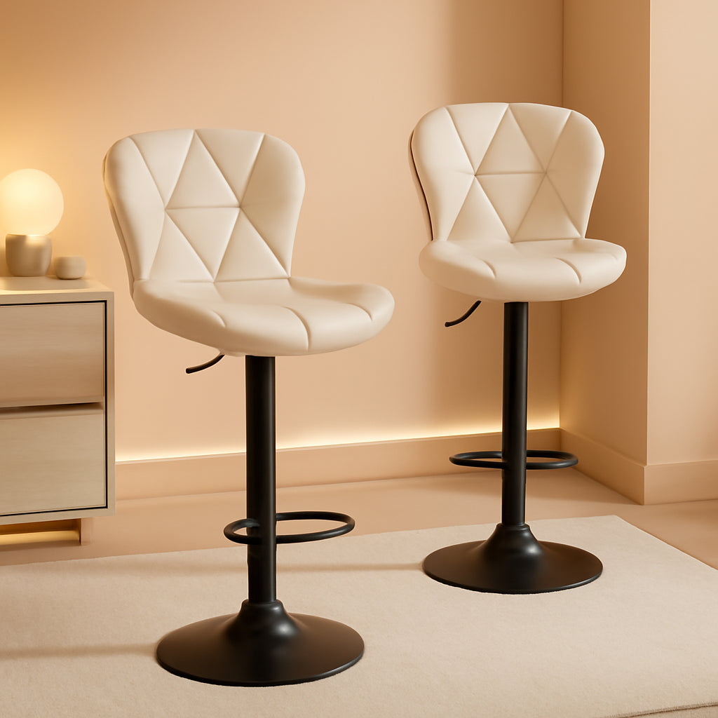 Adjustable Swivel Bar Stools Set of 2 in Khaki Finish-0