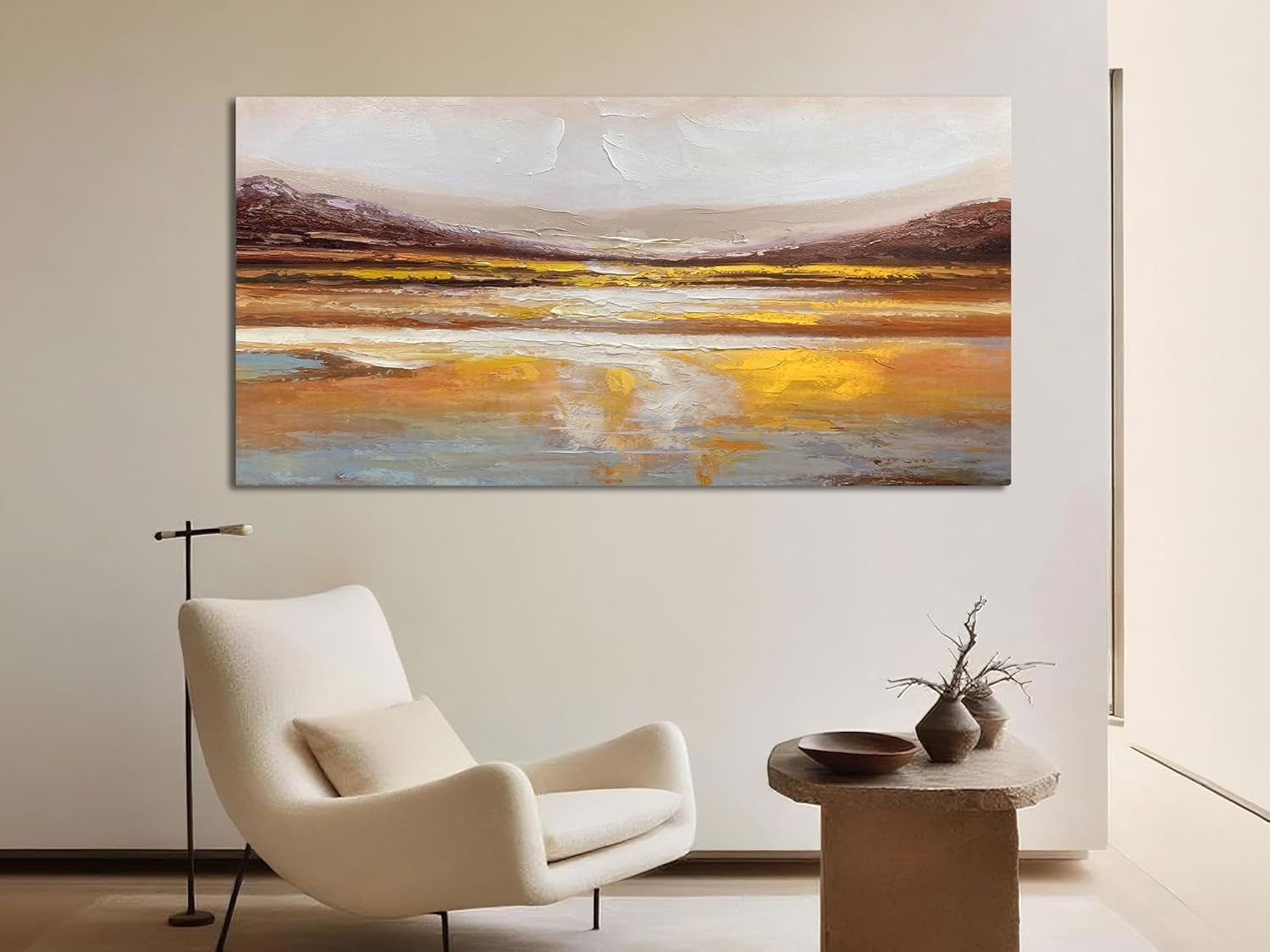 Extra Large 58x29 Abstract Wall Art Warm Earth Tone Finish Canvas-4