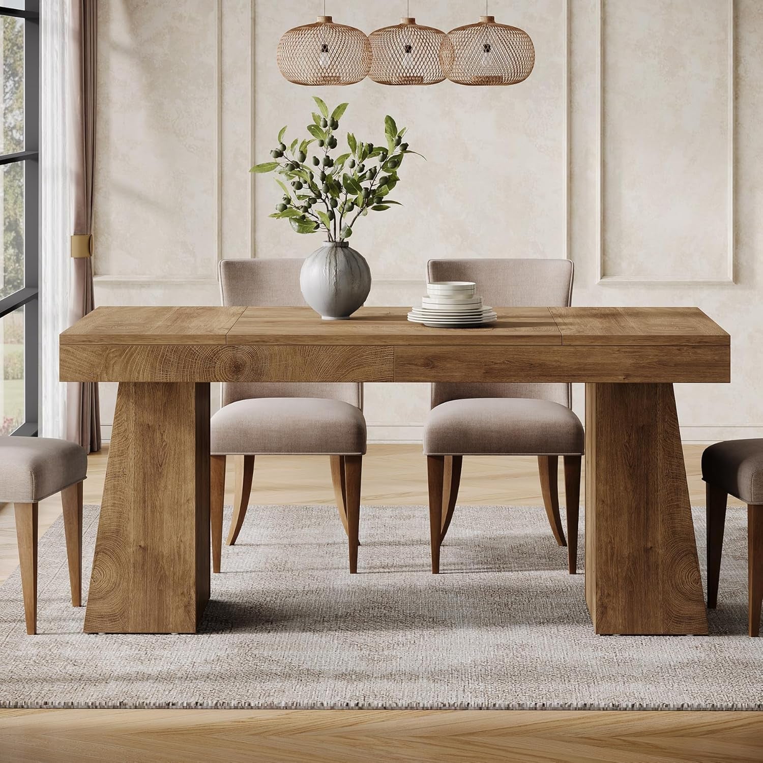 55 Inch Yellow Dining Table For Kitchen And Dining Room-4