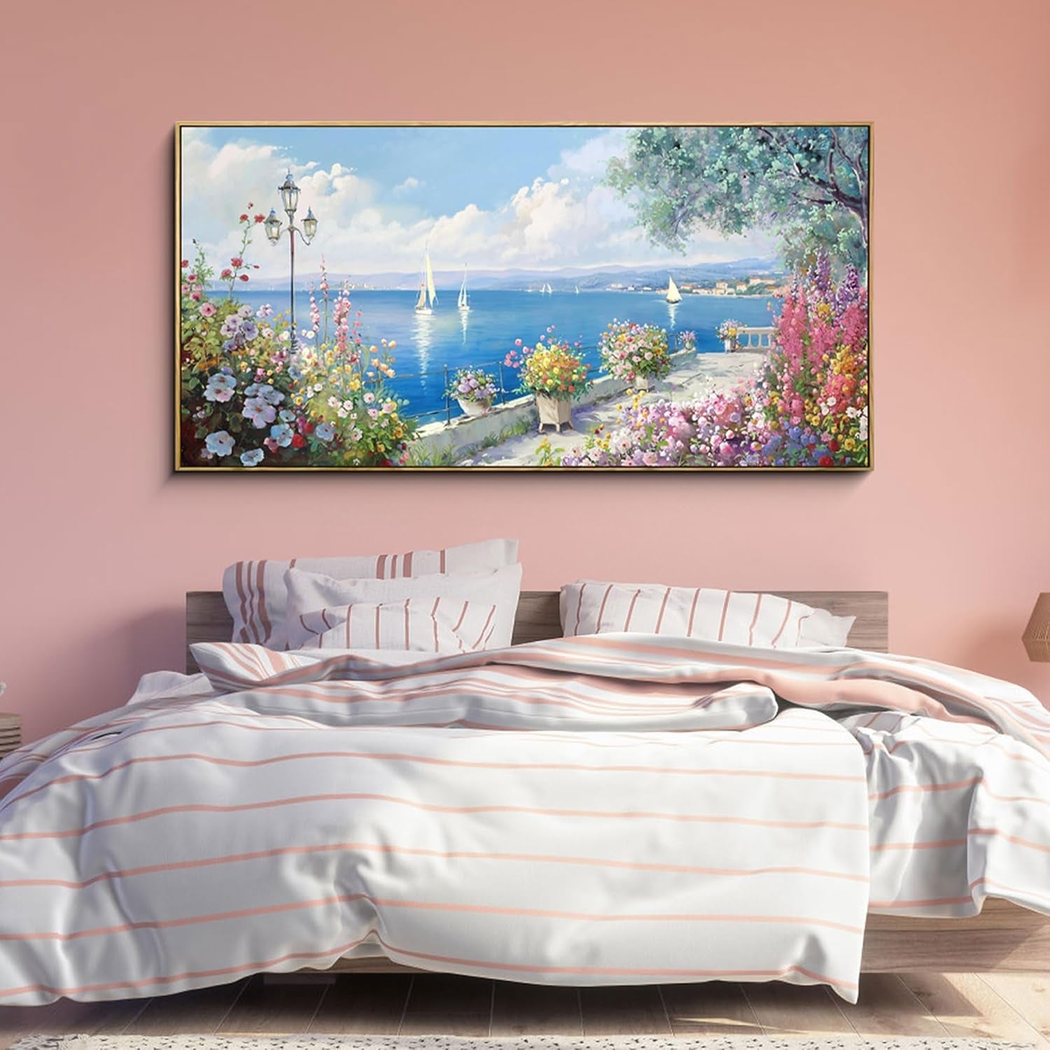 Ultramarine Coastal Seascape Canvas Wall Art 58x29-4