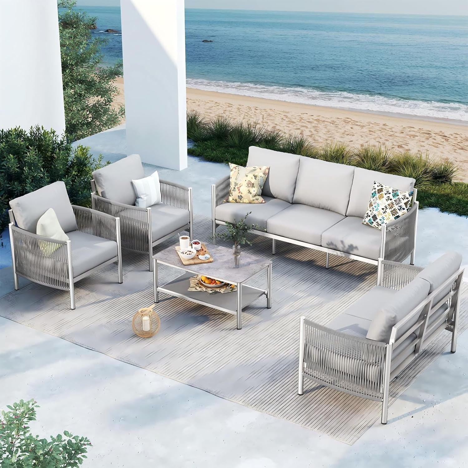 Modern Aluminum Outdoor Patio Furniture Set with Cushions-0