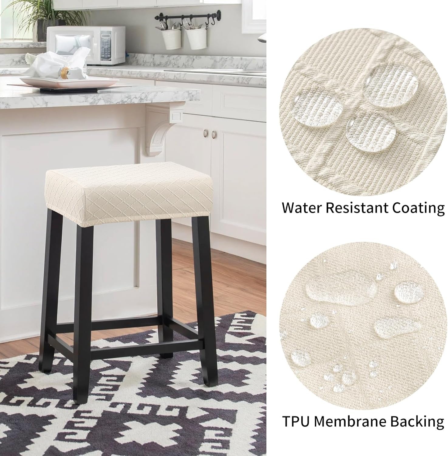 Rectangle Stool Covers 2 Pack Waterproof Stretch Bar Stools-3