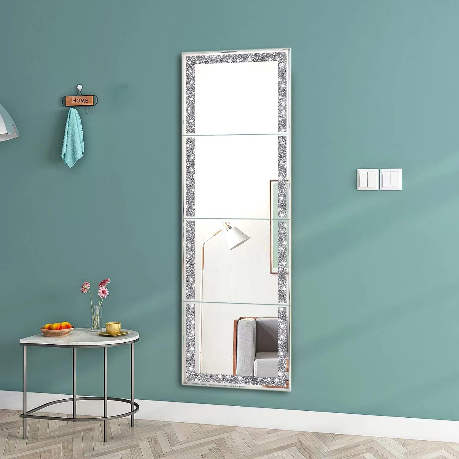 Full Length Mirror Tiles 4 Piece Frameless Wall Decor-1