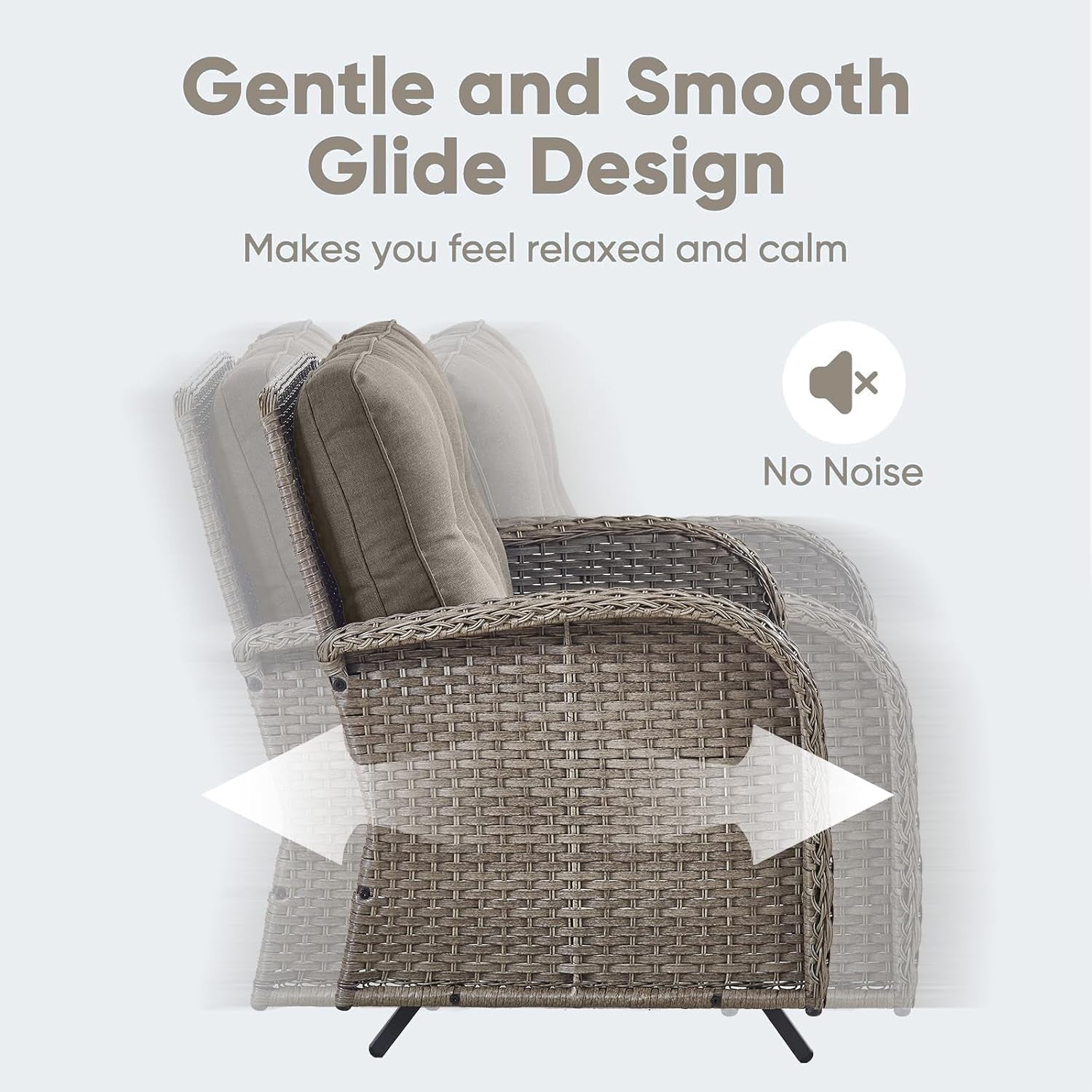 5 Piece Outdoor Patio Set Gray Wicker Swivel Rockers-3