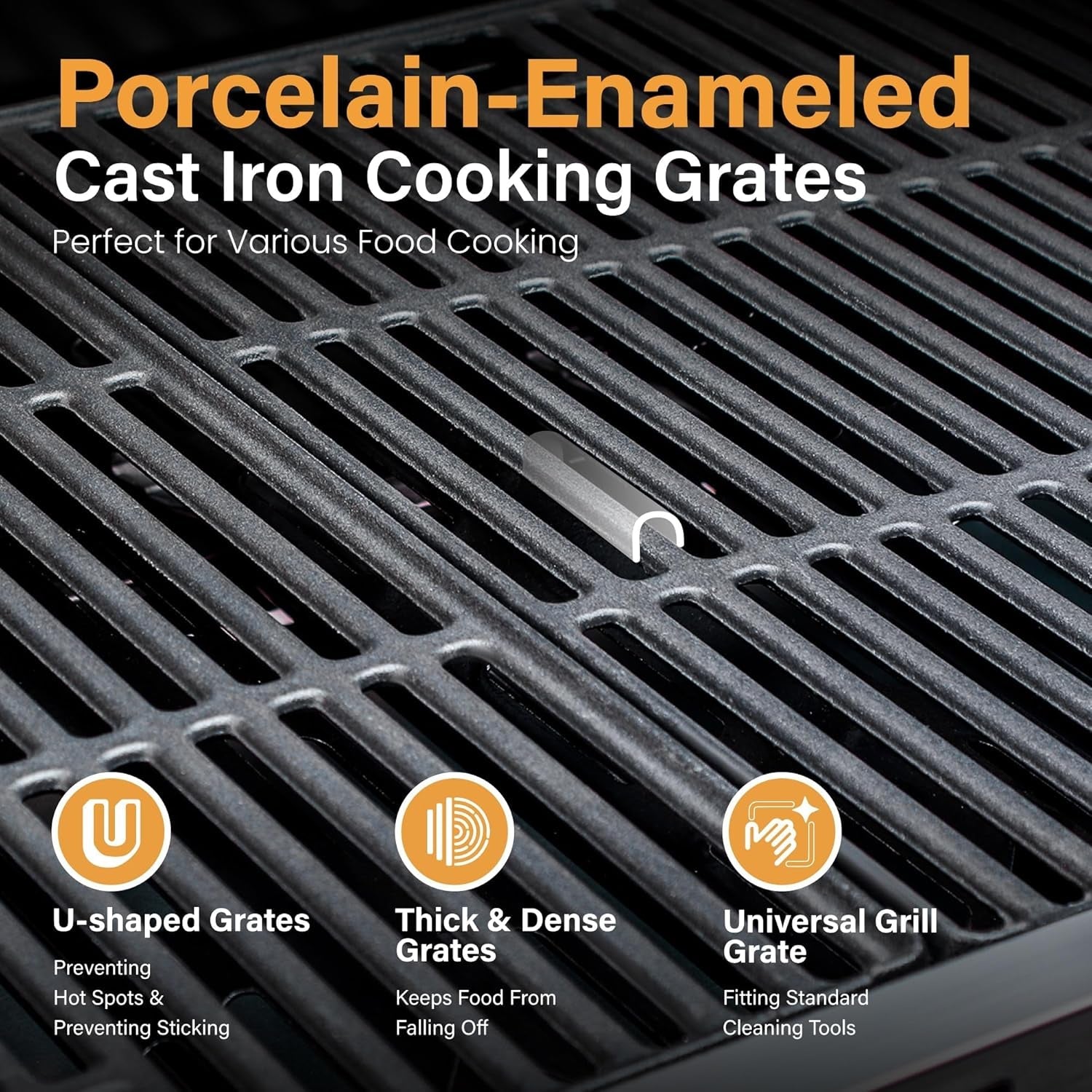 4-Burner Propane Gas BBQ Grill with Side Burner and Porcelain-Enameled Cast Iron Grates, Stainless Steel Barbecue Grills Outdoor Cooking, Silver Cabinet Style, 42,000 BTU