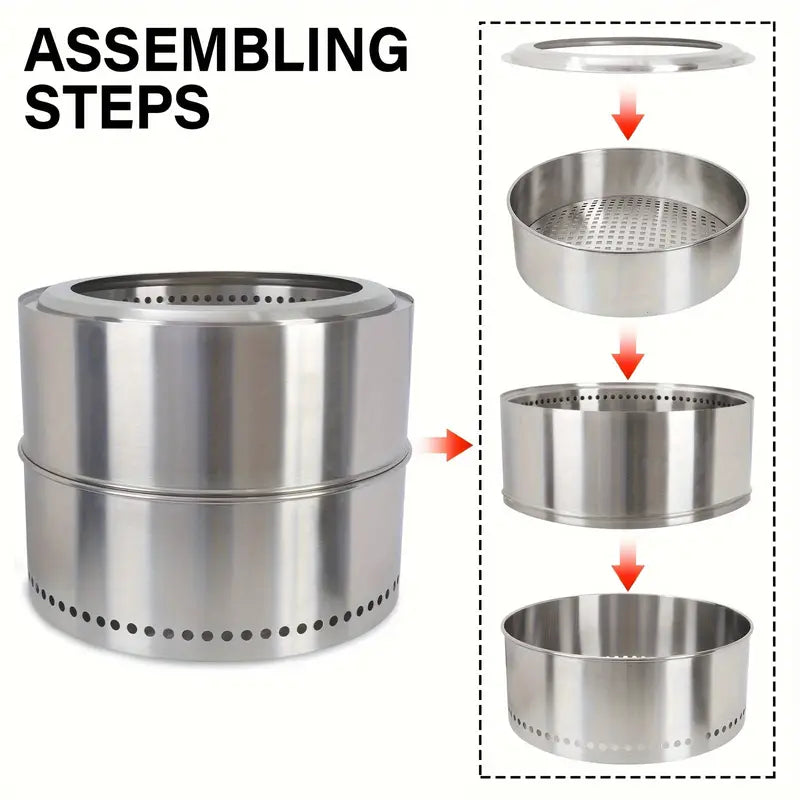 Stainless Steel Smokeless Fire Pit - Enhance Your Outdoor Ambiance-2