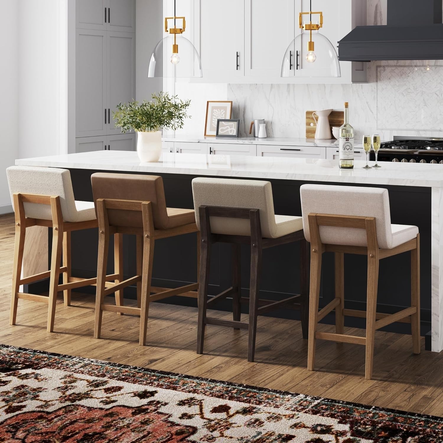 Gracie Modern Counter Height Bar Stool Cream Boucle-4