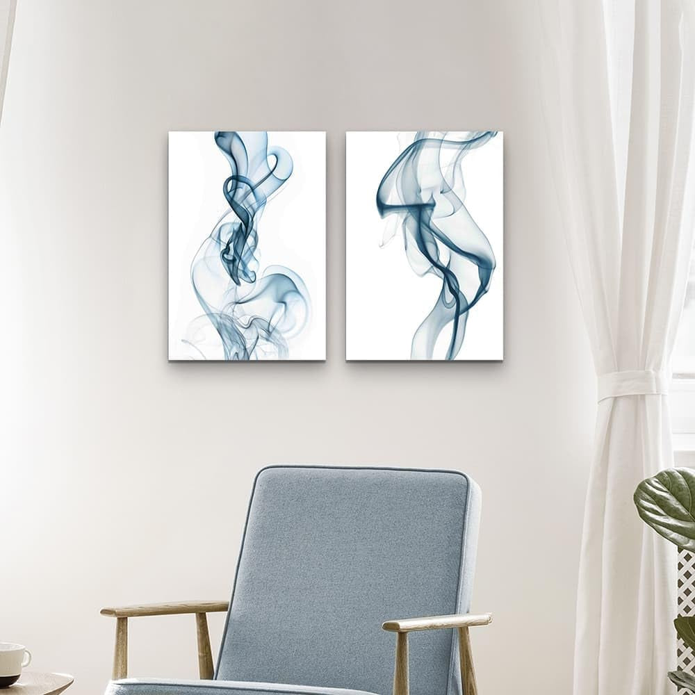 Blue Smoke Abstract Canvas Wall Art Premium Edition-4