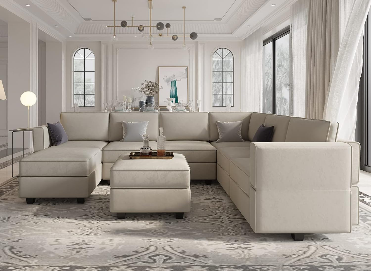 Oversized U Shaped Sectional Sofa With Hidden Storage-3