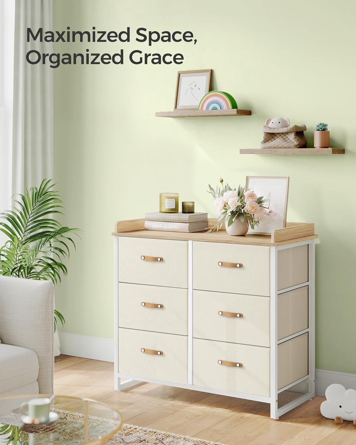 Beige Kids Dresser With 6 Drawers-4