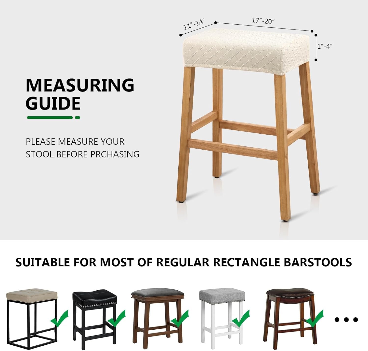 Rectangle Stool Covers 2 Pack Waterproof Stretch Bar Stools-2