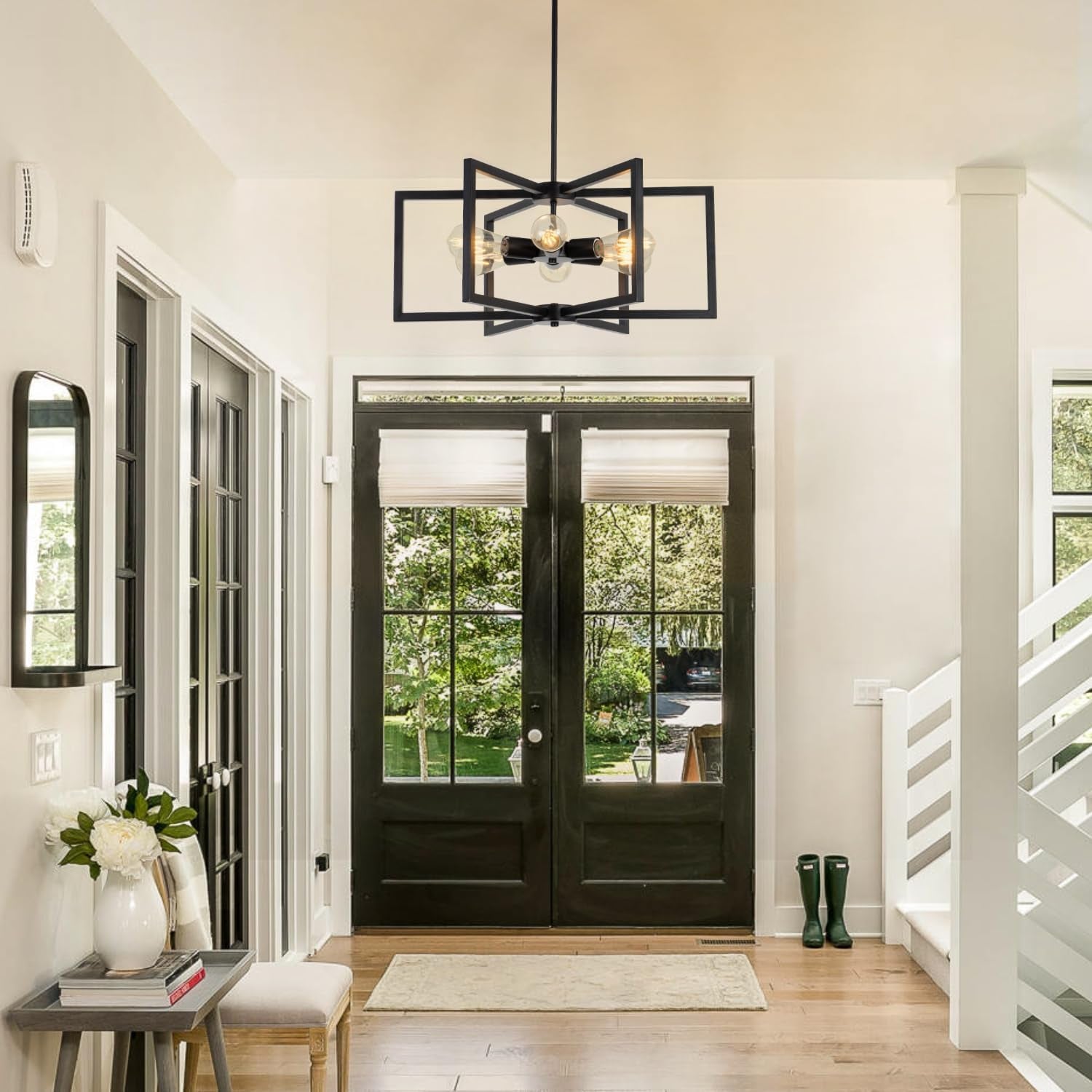 Black 23 Inch Farmhouse Chandelier For Dining Room-4