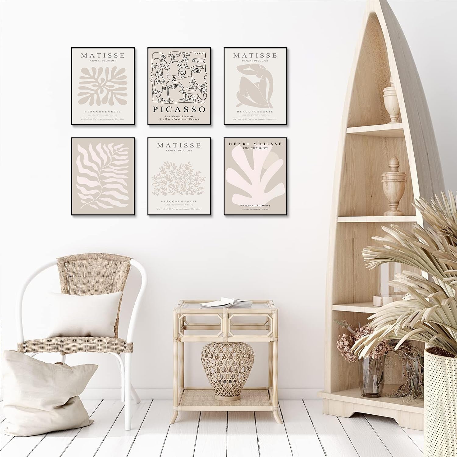 Abstract Flower Canvas Wall Art 8X10 Neutral Gray Beige-4