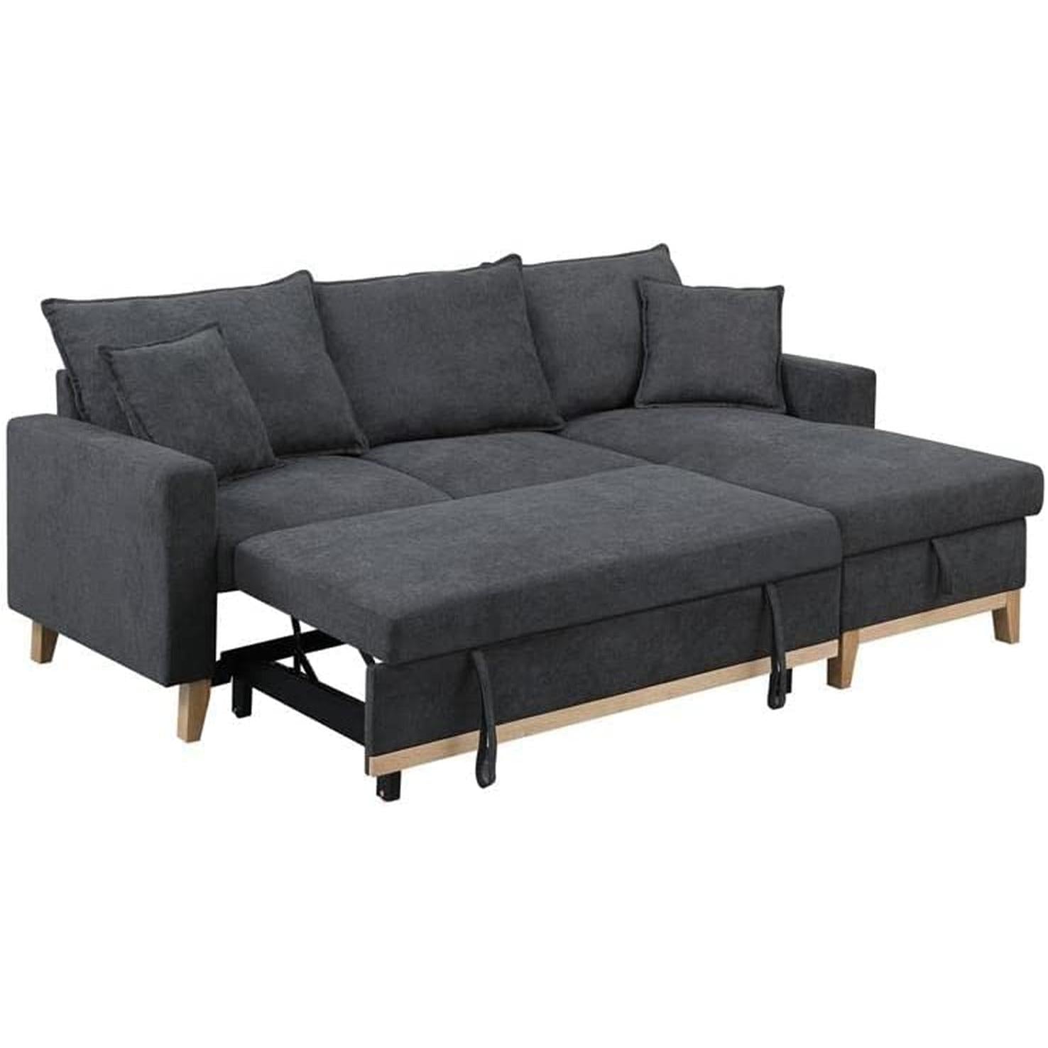 Gray Reversible Sleeper Sectional With Storage Chaise-1