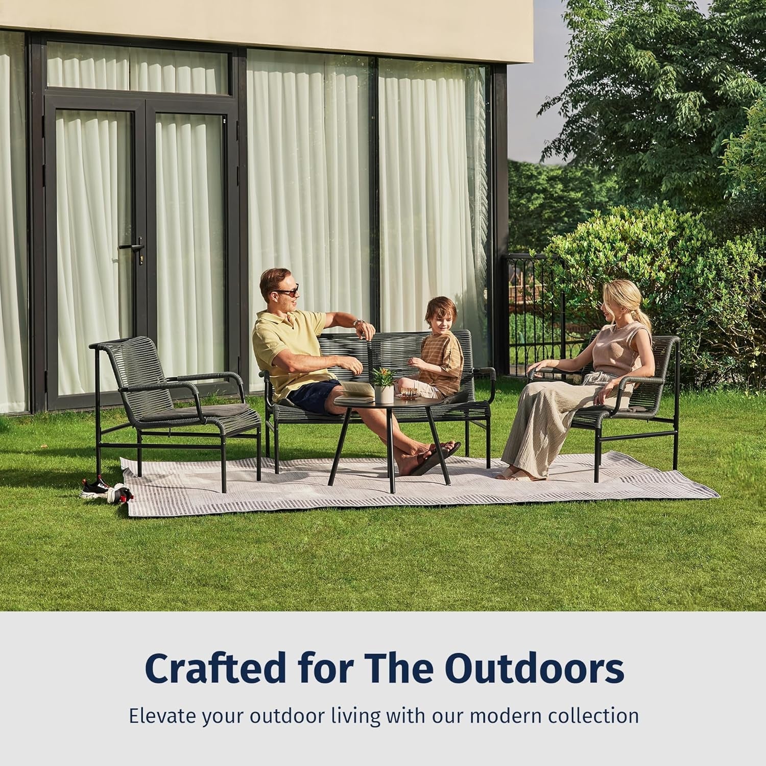 Stylish Four Piece Patio Furniture Set for Outdoor Comfort-1