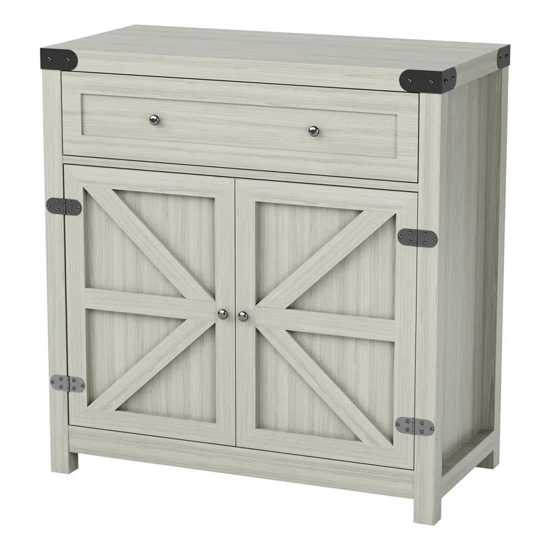 Tall Rustic Two Door Farmhouse Style Cabinet Drawer-1