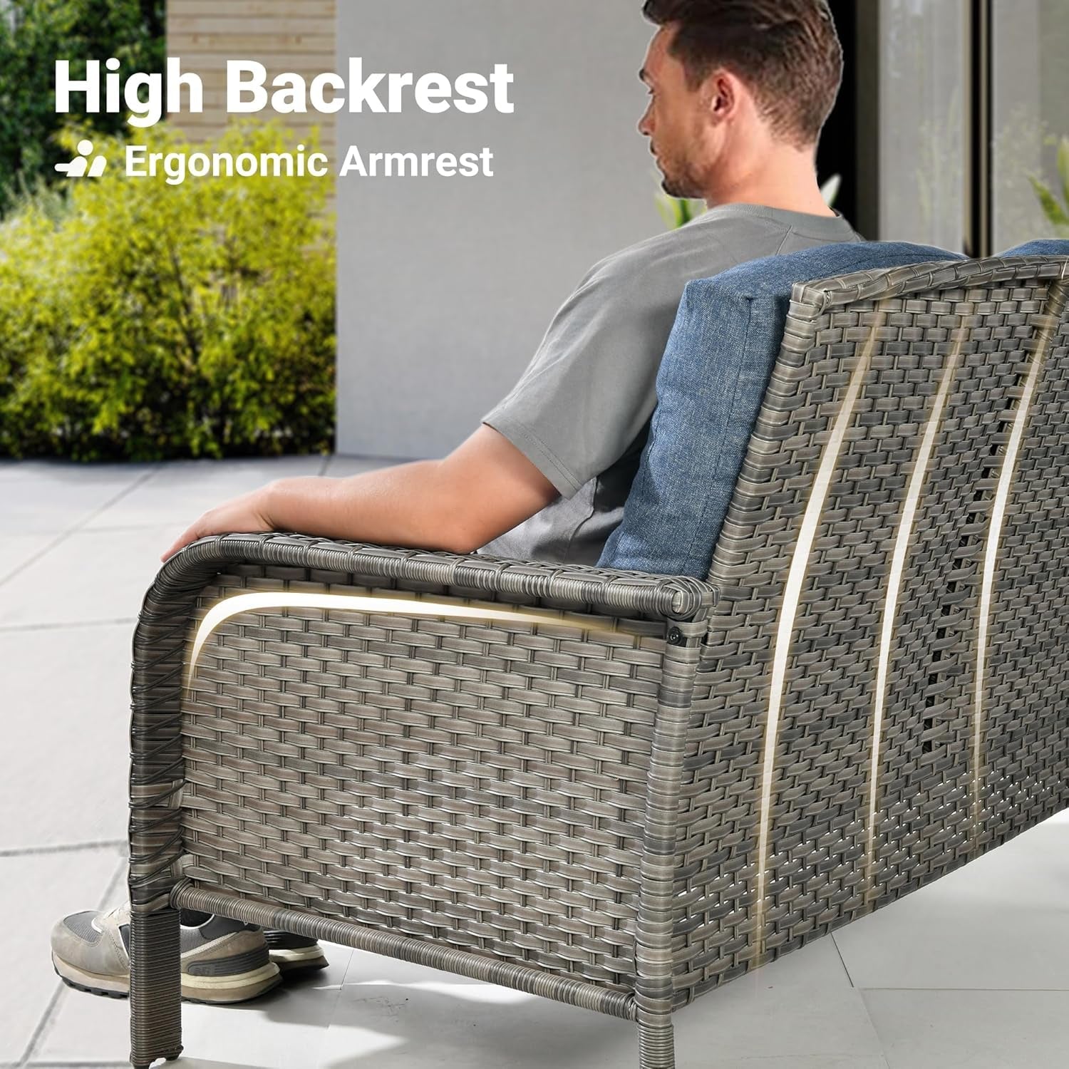Denim Blue 4 Piece Outdoor Patio Furniture Set Cushions-1