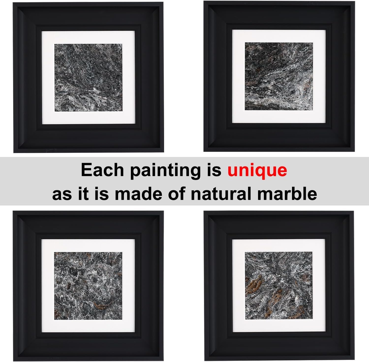 Framed Premium Natural Marble Wall Art 14x14 Inches-3