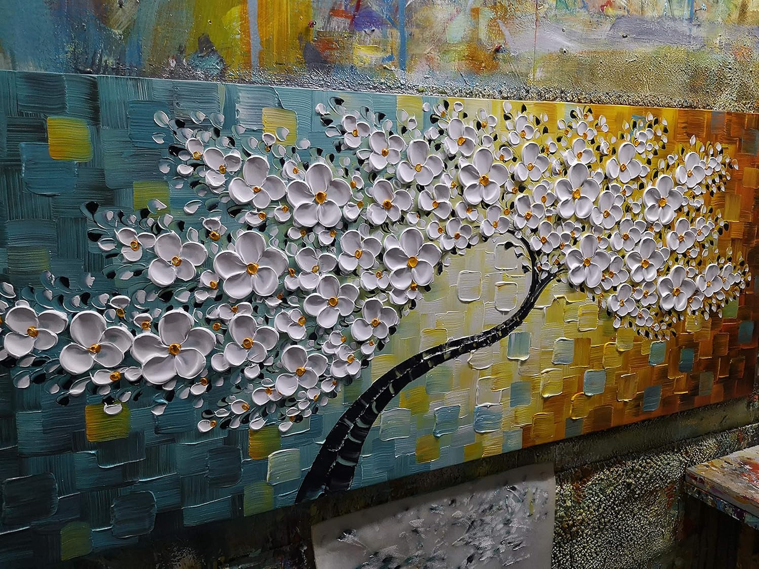 Hand Painted Oil Canvas Painting 24x60 Framed Wall Art-1