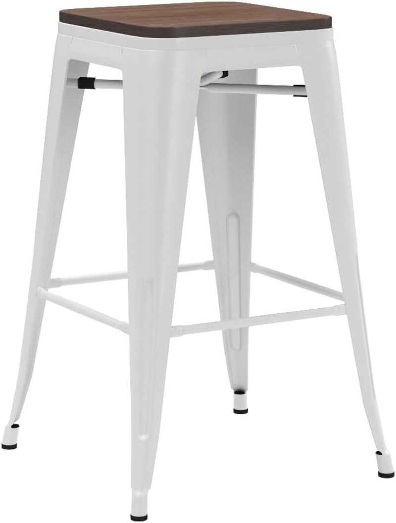 Metal Bar Stools Set of Four Backless Stackable Design-4
