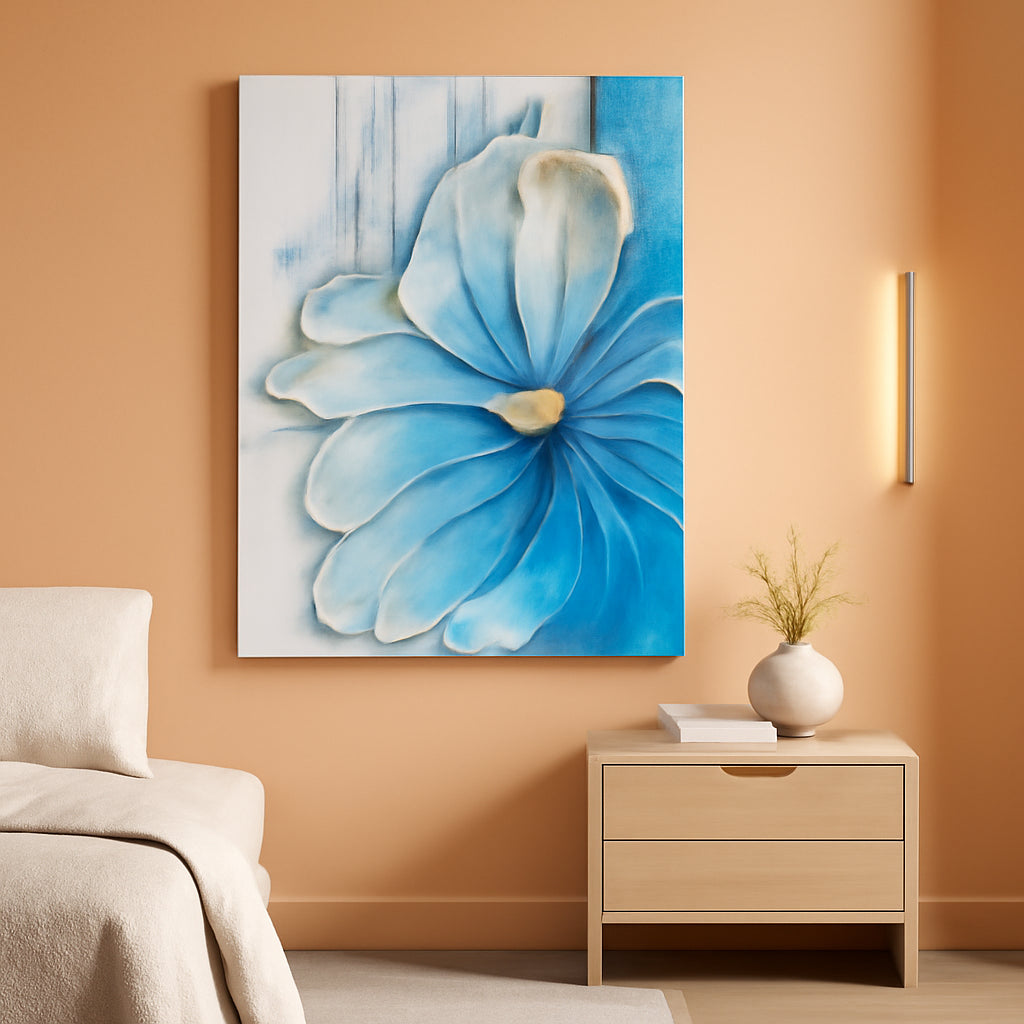 Blue Floral Layered Texture Canvas Wall Art Twenty Four By Thirty Six-0