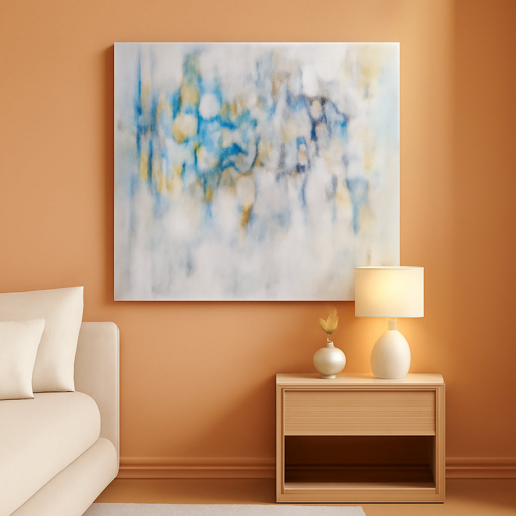 Ultramarine Blue Abstract Canvas Wall Art Forty Five ByThirty Inches-0