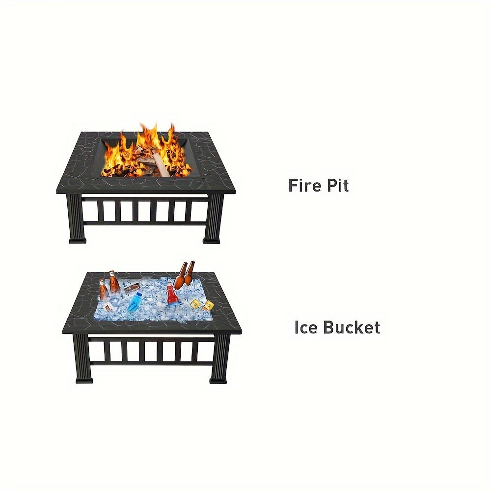 Square Metal Wood Fire Pit Table-3
